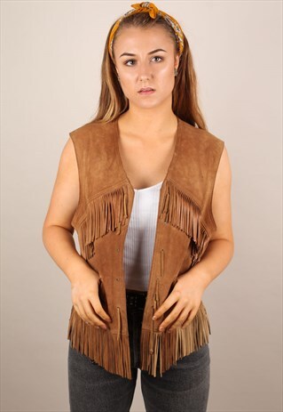 VINTAGE SUEDE TASSEL GILET ASM1428