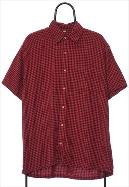 Vintage Red Check Short Sleeved Flannel Shirt Mens