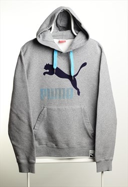 Vintage Puma Logo Hoodie Grey