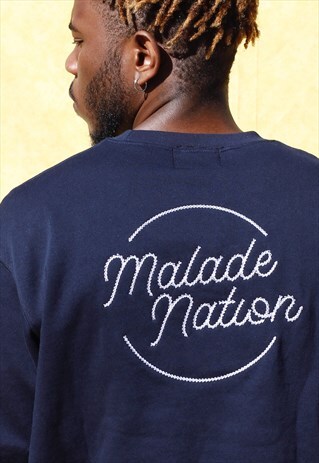 MALADE NATION CREWNECK NAVY - KITSCH LOGO