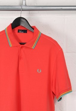 Vintage Fred Perry Polo Shirt in Pink Sports Top Large