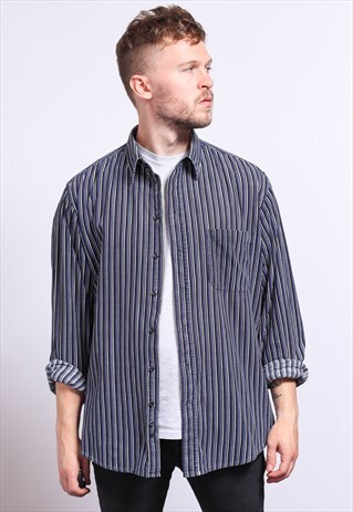 VINTAGE CORDUROY CORD STRIPED SHIRT