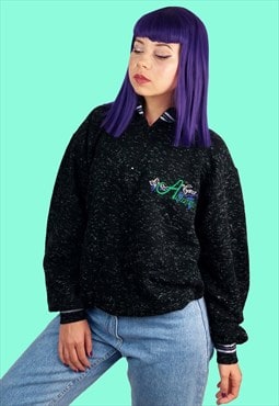 Vintage 80's 90's Embroidery 1/4 Zip Pullover Knit Sweater