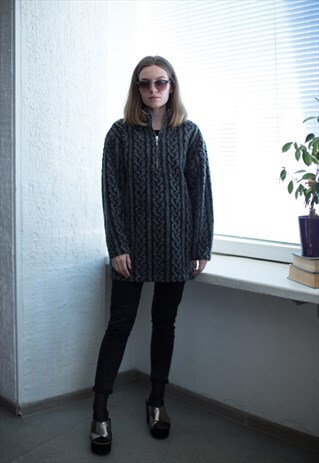 VINTAGE 90'S GREY WARM HIGH NECK JUMPER
