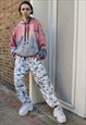 STRAIGHT FIT GRAFFITI PRINT JOGGERS BEAM OVERALLS IN WHITE