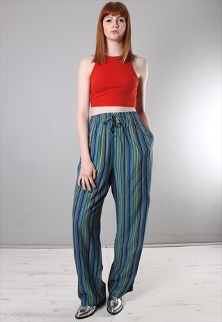 VINTAGE 90S STRIPED PATTERNED HIGH WAISTED TROUSERS