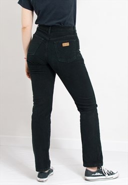 Wrangler velvet jeans in black vintage straight leg denim 