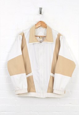 Vintage 90s Windbreaker Jacket White Ladies Large