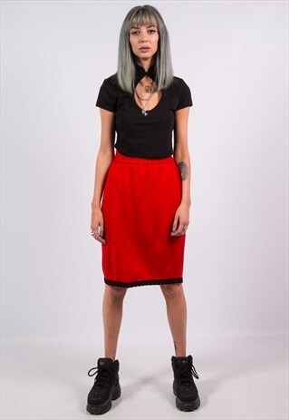 90'S VINTAGE RED VINTAGE PENCIL SKIRT