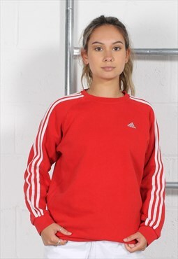 Vintage Adidas Sweatshirt in Red with Spell Out Logo Small