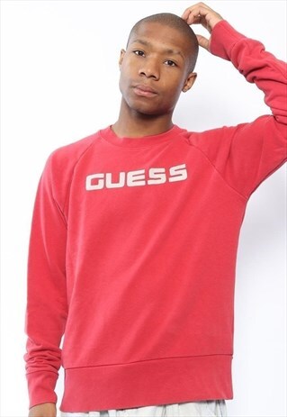 VINTAGE GUESS LOGO SPELLOUT SWEATSHIRT RED