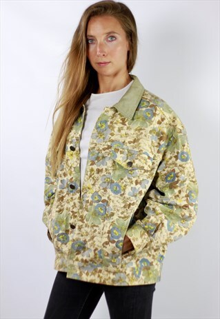 VINTAGE FLOWER PRINT DENIM JACKET