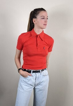 Vintage Red 70's Polo Shirt - 8UK