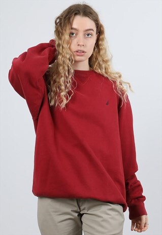 VINTAGE NAUTICA LARGE RED EMBROIDERED LOGO SWEATSHIRT