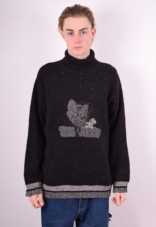 ICEBERG MENS VINTAGE JUMPER SWEATER XL BLACK 90'S