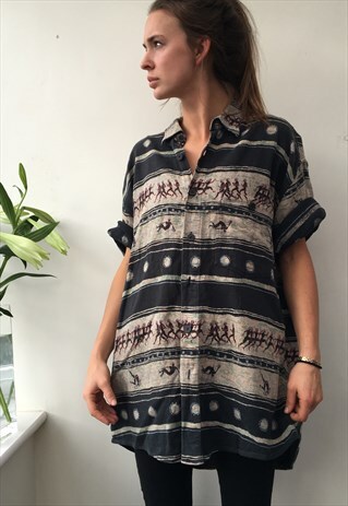 CRAZY PATTERN OVERSIZED RETRO VINTAGE UNISEX FESTIVAL SHIRT