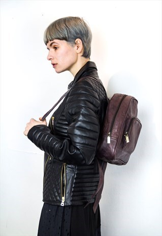 SMALL PURPLE LEATHER CITY BACKPACK