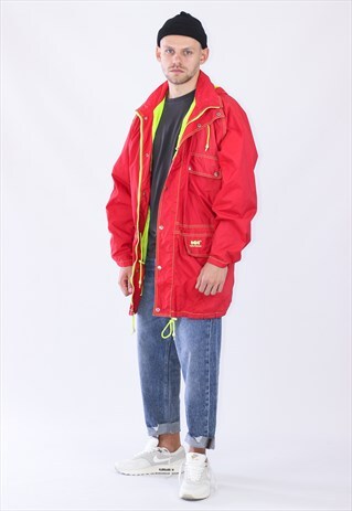 VINTAGE MENS HELLY HANSEN WINDBREAKER BREATHABLE LONG JACKET