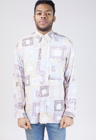 VINTAGE 90S FADED ABSTRACT PATTERNED SHIRT