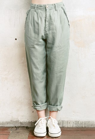 VINTAGE 90S ESPRIT LINEN HOLIDAY TROUSERS