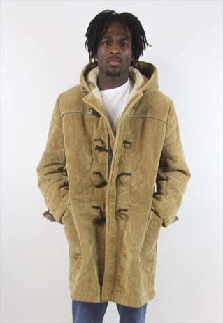 VINTAGE CORD BEIGE DUFFLE COAT
