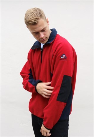 RED TOMMY HILFIGER FLEECE QUARTER ZIP