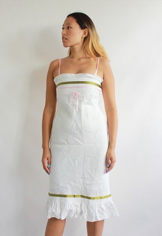 WHITE SUMMER 90S STYLE DRESS KAREN MILLEN