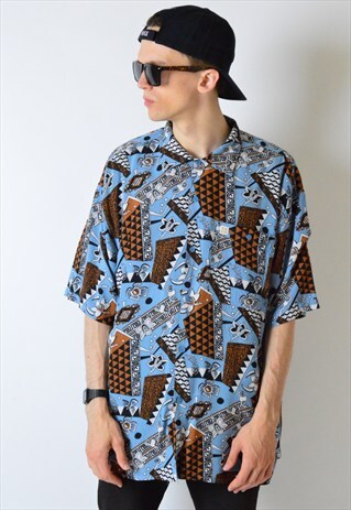 VINTAGE 80S ABSTRACT SHORT SLEEVE SHIRT