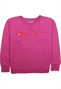 Champion 90's Spellout Crew Neck Sweatshirt Large Pink