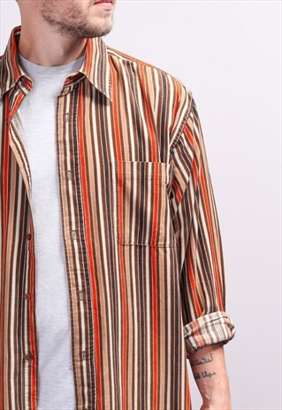 VINTAGE CORDUROY CORD STRIPED SHIRT