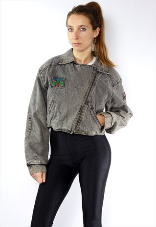 GREY DENIM JACKET / JEAN JACKET GREY 80S
