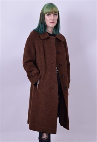 VINTAGE 80'S FULL LENGTH WOOL GRANNY COAT SIZE MEDIUM