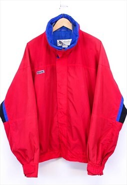 Vintage Columbia Windbreaker Jacket Red With Blue Inlining 