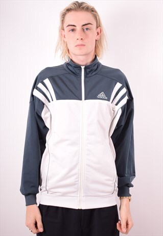 ADIDAS MENS VEST TRACKSUIT TOP JACKET SMALL WHITE 90S