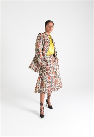 MULTICOLOR COTTON MIDI SKIRT WITH POCKETS