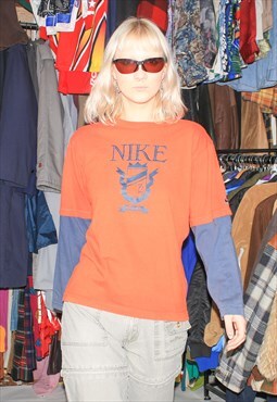 Vintage 90s iconic logo sweatshirt in orange / blue