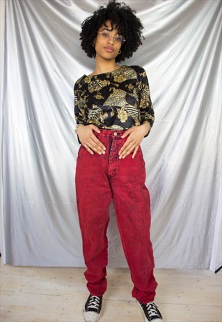 WRANGLER RED ACID WASH JEANS