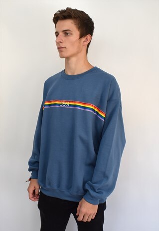 G&G UNISEX INDIGO RAINBOW RIBBON SWEATSHIRT