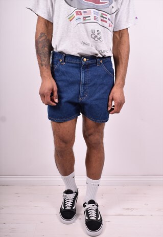 MENS VINTAGE DENIM SHORTS W32 BLUE 90'S