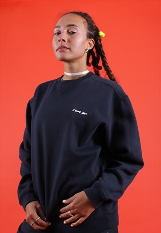 NAVY REEBOK 'RBK' EMBROIDERED SWEATSHIRT