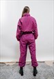 VINTAGE 80S PURPLE EMBROIDERY THERMAL FULL SKI SUIT WOMEN S