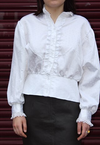WHITE POLKA DOT 70S SHIRT