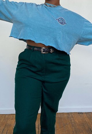 VINTAGE 90S RE-WORKED BLUE FLORIDA KEYS CROP TOP