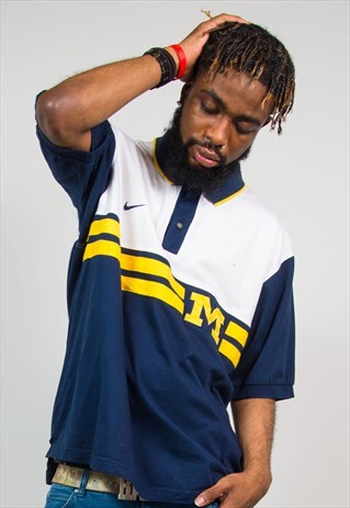 NIKE 90'S MICHIGAN UNIVERSITY WOLVERINES POLO T-SHIRT