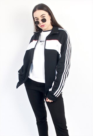 90'S RETRO BLACK & WHITE OVERSIZED TRACK JACKET