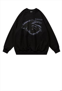 Eye print sweatshirt grunge punk jumper in black