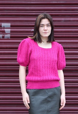 80S PINK CABLE KNIT JUMPER