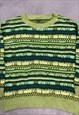 KNITTED JUMPER ABSTRACT 3D PATTERNED BRIGHT SWEATER