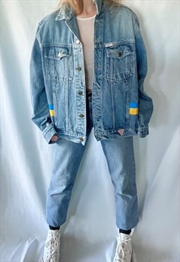 Hand Painted Guess Denim Jacket - Ukraine Flag Collection