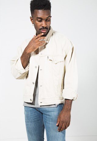 VINTAGE 80S LEVI'S CONTRAST COLLAR DENIM JACKET / S1564